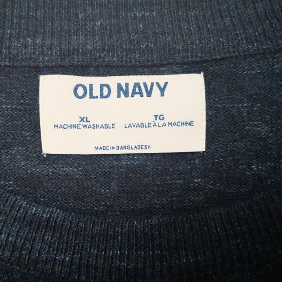 Old Navy Men's Size XL Lightweight Navy with Teal Specs Crew Neck Sweater - Picture 3 of 8